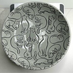 Signature Cat Pet Bowl Plate Food Dish Plate Adorable Gray 6” New
